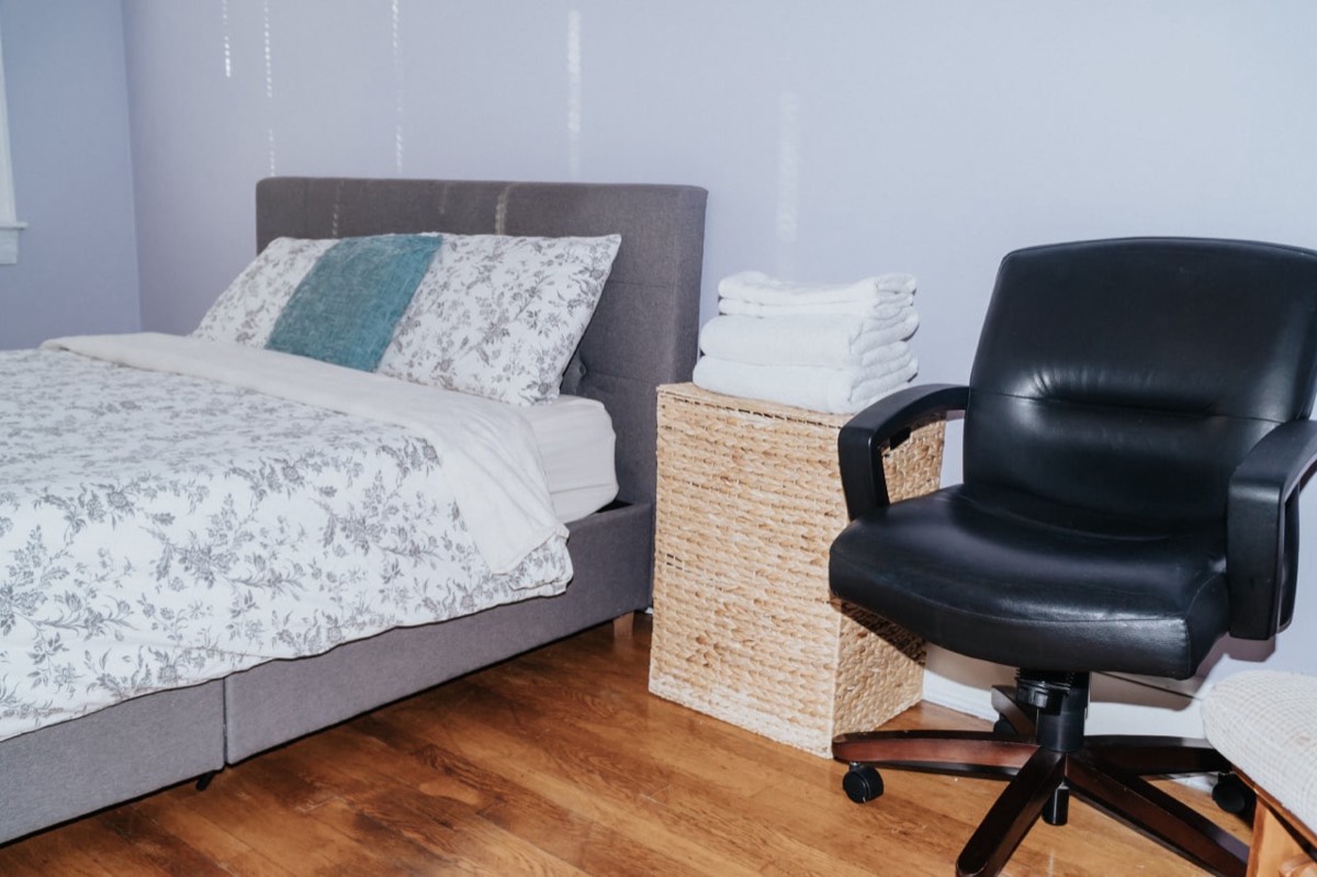 Bedroom with hardwood floors